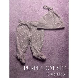 hello! today, we are selling a matching polka dot set: a hat & a pair of footies